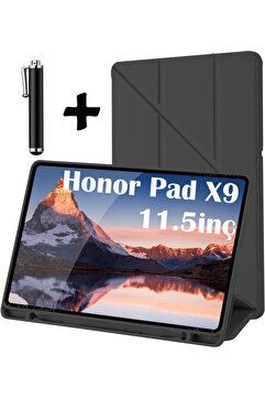m.tk moveteck Honor Pad X9 11.5 inç Tablet Kılıfı Kalemlikli Akıllı Silikon Kılıf Uyku Modlu Üçgen Standlı + Kalem