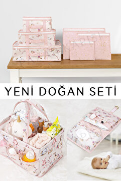 Pazar Kapısı Baby Yeni Doğan Seti - Bavul Organizer , Bakım Ve Alt Bakım Çantası Pembe