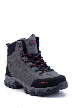 en7 Füme Siyah Unisex Outdoor Bot Ayakkabı Kışlık Dayanıklı Kaymaz Taban Bağcıklı 4054u