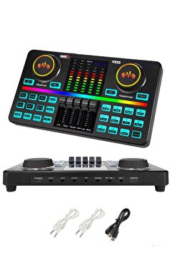 Midex Vs22 Üst Seviye Stüdyo Kayıt Canlı Yayın Şarjlı Ses Kartı Efektli Radyo Mikseri