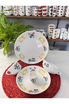 TEBAK COLLECTION KÜÇÜK PRENS LE PETİT PRİNCE 5 parça ÇOCUK BEBEK YEMEK TAKIMI BESLENME SETİ