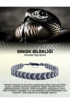 OSMANLI DEĞERLİ TAŞ Hematit Doğal Taş Erkek Bilekliği Model 1