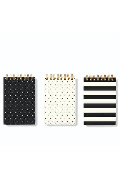 AKILLICA 3'lü Çizgisiz Defter Seti Bloknot 8x16 Cm Black White