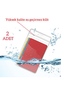 Gempo 2 Adet Kilitli Şeffaf Pvc Su Geçirmez Dikey Yaka Kartı Koruyucu Boyun Askı Kartı Kılıfı Kart Kabı