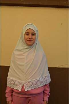 shopland Pratik Kız Çocuk Genç Likralı Beyaz Namaz Başörtüsü