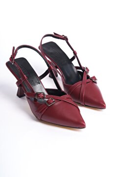SEREL35SHOES Kadın Topuklu Ayakkabı Arkası Açık Direkli Yeni Sezon Toka Baretli 9 cm