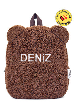 Tosbiş [ Istediğiniz Ismi Yazıyoruz ] Teddy Kahve 0-8 Yaş Çocuk Sırt Çantası, Anaokulu-kreş Sırt Çantası