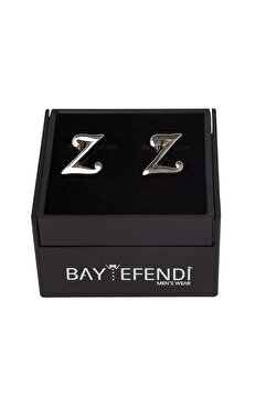 BAYEFENDİ Çift Harfli Gümüş Renk Kol Düğmesi Z Harfi