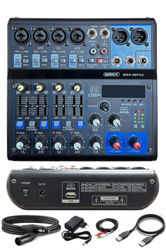Midex Mdx-06fxu Ses Mikseri Stüdyo Kayıt Için 6 Kanal Ses Kartlı 99 Dsp Efektli ( 48v-usb-bluetooth)