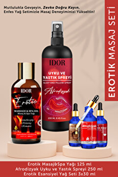 IDOR COSMETICS Afrodizyak Etkili Erotik Set Aromaterapi Masaj Yağı-Uyku ve Yastık Spreyi- Esansiyel Yağ Seti