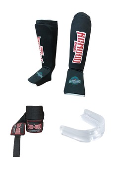 KOMODO SPORT Kick Boks & Muay Thai Bez Kaval Ayaküstü Koruyucu,3,5 M Bandaj ve Dişlik