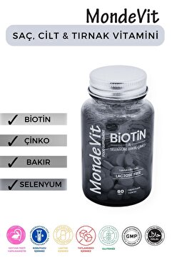 MondeVit Hair Vitamin 60 Tablet–biotin 5000 Mcg,çinko,selenyum,bakır–saç Dökülmesine Karşı Vitamin