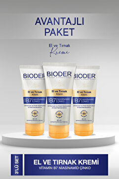 Bioder El ve Tırnak Kremi Cilt Bariyeri ve Tırnak Güçlendirici 50 Ml - Vitamin B7 Niasinamid Çinko 3 lü