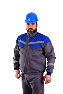 ESER İŞ GÜVENLİĞİ 7-7 Gabardin I?çi Polarlı Robalı Mont - Mavi Gri