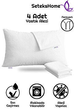 Setekshome Sıvı Geçirmez Fermuarlı Yastık Alezi Yastık İçi Yastık Kılıfı 4 Adet