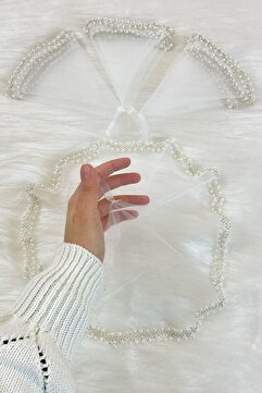 ZEYMERADE Beyaz Gelin Damat Halay Mendili, Cam Boncuk Ve Incili, Kına Gecesi Bride Düğün Nedime Söz Nişan