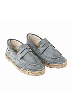 NOOSY Hakiki Deri Gri Unisex El Yapımı Espadril