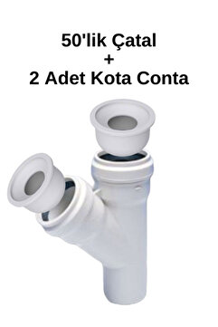 Genel Markalar Fiba Teknik 50'lik Y Çatal Pvc Pimaş Boru (Kalınlığı 3.2) Atık Su Dublex Pvc Boru 50 mm + 2 Adet Adaptör Conta