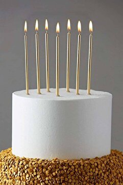 Partifabrik Uzun Slim Pasta Mumu Gold Renk 18 Cm 6 Lı