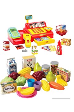 BYCEGU Fileli Meyveler Shop & Joy İlk Kırmızı Süpermarket Yazar Kasa Oyuncak Seti