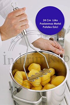 İndirimKap Pratik 24 Cm Lüks Paslanmaz Metal Patates Ezici | Patates Ezici Püre Yapıcı