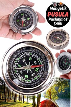 Munico Su Geçirmez Bozulmaz Paslanmaz Çelik İzci Pusulası Büyük Boy Paslanmaz Çelik Yönlü Manyetik Pusula