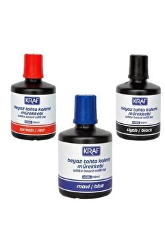 KRAF 450g Beyaz Yazı Tahtası Mürekkep Seti - 3 Renk X 100 Ml