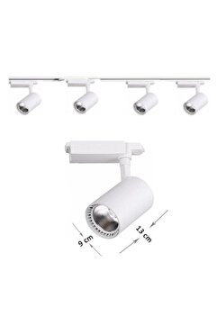 Genel Markalar 4 Adet 30 Watt Beyaz Geniş Kasa Günışığı Ledli Ray Spot - 1 Mt Ray Hediyeli Ray Spot Aydınlatma