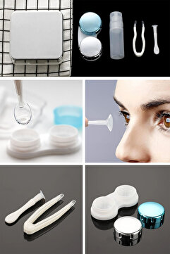 Soillium 5 Parça Aynalı Kontakt Lens Saklama Kutusu Seyahat Kiti Lens Koruma Kabı Kutusu Fonksiyonel