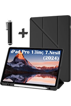 m.tk moveteck İpad Pro 7. Nesil 13" Uyumlu Kılıf Kalem Bölmeli Standlı Yumuşak Silikon Tablet Kılıfı A2837 A2926
