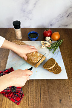 Decorita Supreme Mermer Görünümlü | Cam Kesme Tahtası - Cam Kesme Tablası | 29cm X 34cm