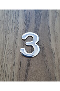 Hırdavat 4.2 Cm Metal Krom Kendinden Yapışkanlı Kapı Numarası No3