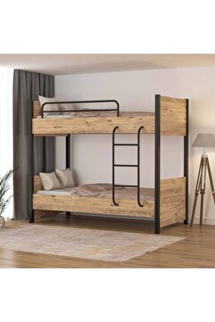 tino furniture Çift Katlı Metal Ayaklı Berlin Ranza Genç Odası Çocuk Odası 90x190