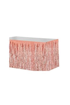 parti sürprizi Rose Gold Metalik Püsküllü Masa Eteği 70x300 cm