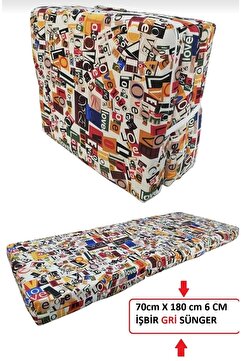 Mor Minder Katlanır Kamp Yatağı Çadır Yatağı 70x180 6 Cm Işbir Gri Kalın Sünger Love Model