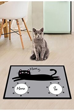 eco concept Kedi Mama Önü Paspası, Mama Önü Paspası, Kedi Tuvalet Önü Paspası, Sevimli Kedi Desenli Paspas