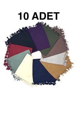 nazipek 10'lu Set Pamuklu Düz Renk Büyük Boy El Işi Boncuklu Yazma Hediyelik Dağıtmalık 110x110cm