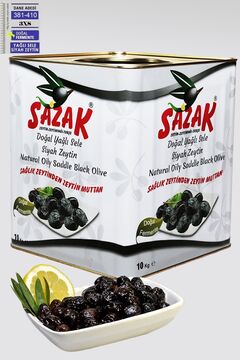 sazak zeytin zeytinyağı Sazak Siyah Yağlı Sele 10 Kg (381-410) 3xs Small Küçük Kalibre Doğal Siyah Zeytin