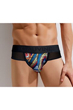 GAV20 Erkek Jockstrap Baskılı Bokser Şort Etnik Desenli Baskılı Polyamıde Esnek Kumaş