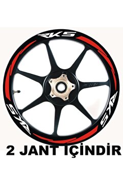 Genel Markalar Motorsiklet Jant Şeridi Rks Uyumlu Beyaz Yazı Kırmızı Şerit Sağ-Sol/Ön-Arka