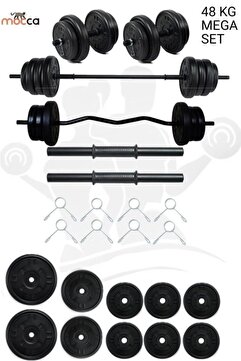 Mocca Style 48 Kg Z-barlı Megaset Halter Seti Ve Dambıl Seti ,ağırlık Seti , Fitness Seti