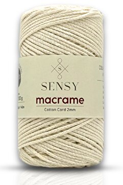SENSY Premium Koton Pamuk Makrome İpi Ekru 2mm Cotton Zincir Makrome Çanta İpi Supla İpi Koton İp