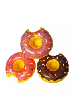 HobiShop Eğlenceyi Sevenlere Donut Şişme Deniz Havuz Bardak Tutucu Float Bar 3 Adet