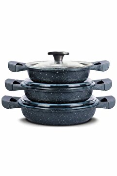 ThermoAD 6 Parça Granit Döküm Sahan Seti 3'lü Granit Tava Seti
