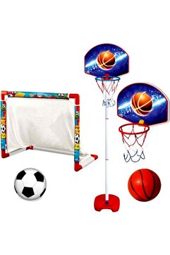 SAZE Ayarlanabilir Basketbol Potası + Futbol Kalesi Erkek Oyun Seti