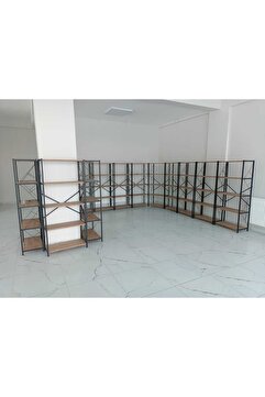Cosargroup Dekoratif Mağaza Market Rafı Geniş  90x180cm Ceviz