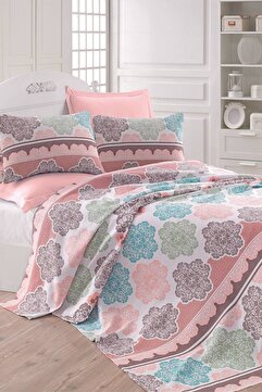 Enlora Home Desenli Pike Örtü Çift Kişilik Andalucia Turkuaz (Pike)