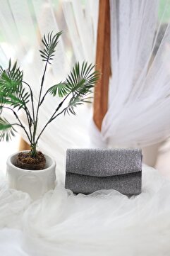 Moom Bag Kadın Simli Platin Mini Kutu Omuz Çantası