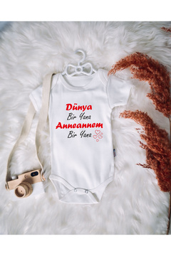 SPARKLY BABY ORGANİK %100 PAMUKLU ANNEANNEM BİR YANA BASKILI YENİ Bebek Body Çıtçıtlı Badi