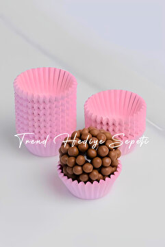 Trend Hediye Sepeti Takribi 200 Adet Mini Boy Pembe Truff Çikolata Kağıdı 30x20 Mm , Lokum Kağıdı , Muffin Kek Kalıbı